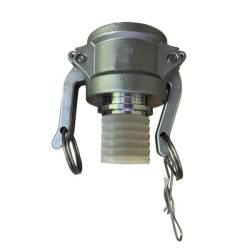 Camlock tipo C - DIN: acople hembra - espiga dentada y cuello de seguridad - Recubierto de PFA - Junta FKM