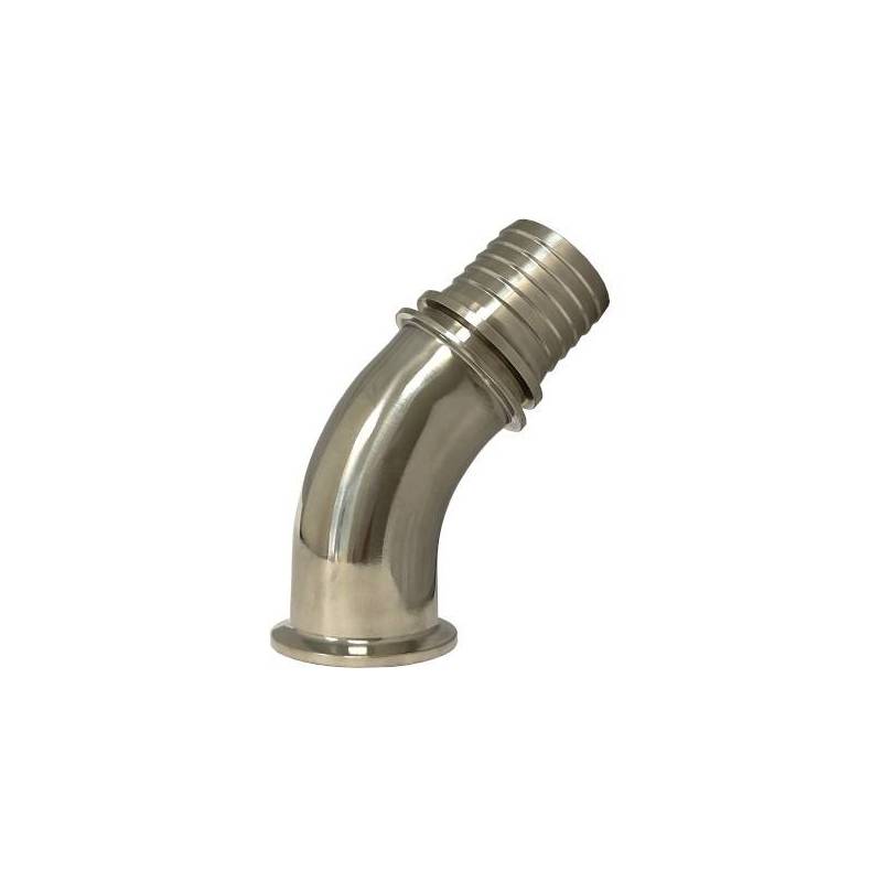 Codo 45° Clamp con espiga dentada y cuello de seguridad - DIN32676