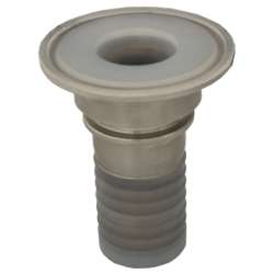 Racor Clamp con recubrimiento de PFA. Espiga con cuello de seguridad - DIN32676