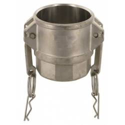 Camlock tipo D - DIN: acople hembra - rosca hembra BSPP - Junta NBR + Junta rosca PTFE