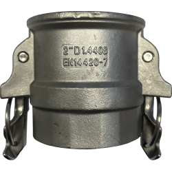 Camlock tipo D security - DIN: acople hembra - rosca hembra BSPP - Anillas de seguridad - Junta NBR + Junta rosca PTFE