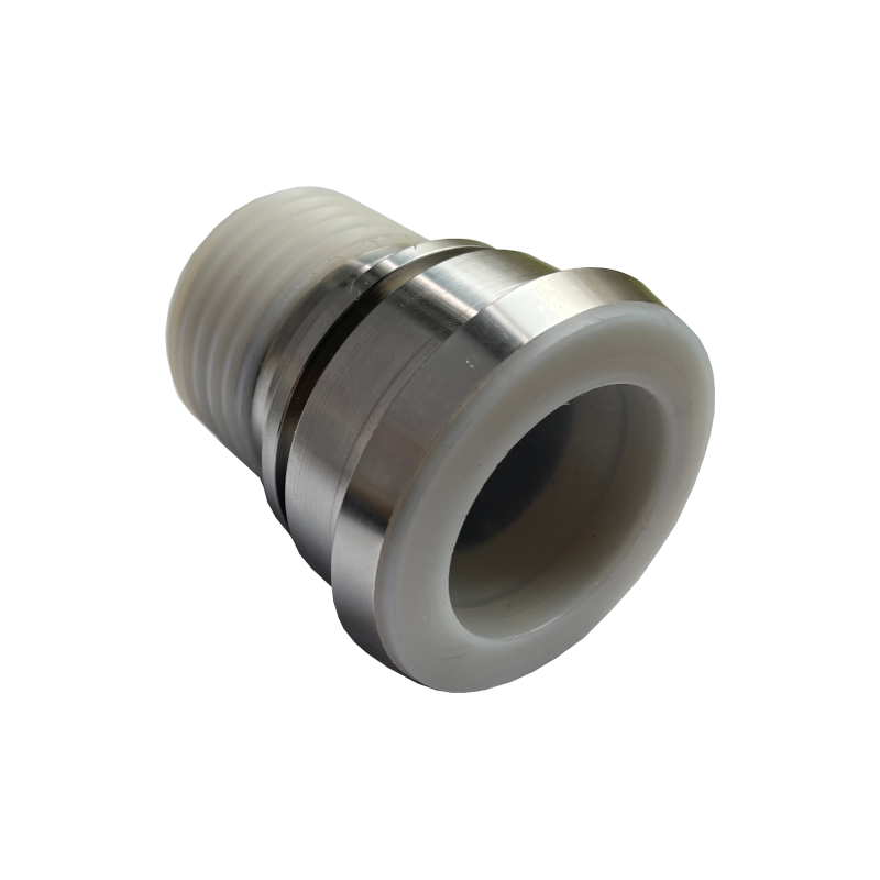 Hembra DIN con espiga dentada y cuello de seguridad - Recubierto de PFA