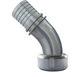 45° Acople rosca hembra BSPP EN 14420-2 con espiga dentada y cuello de seguridad - Junta PTFE