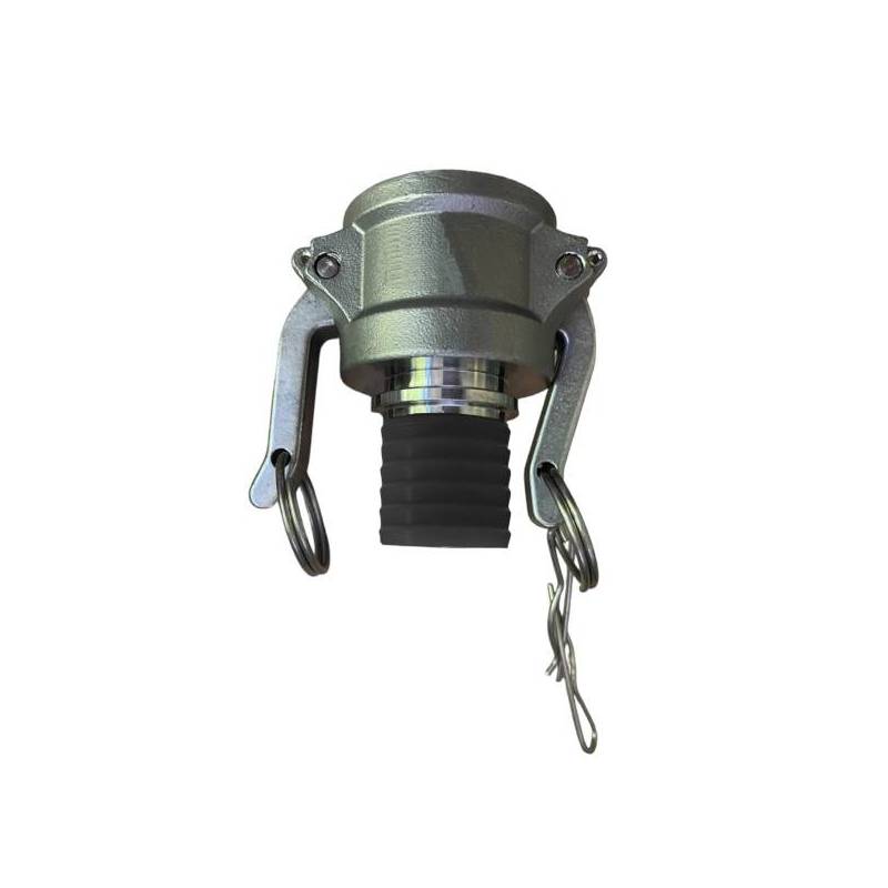 Camlock tipo C - DIN: acople hembra - espiga dentada y cuello de seguridad - Recubierto de PFA - Junta FKM