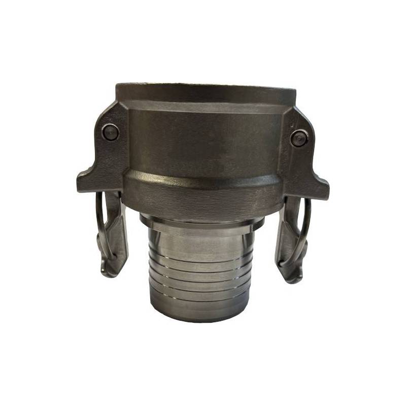 Camlock tipo C - DIN: acople hembra - espiga dentada y cuello de seguridad - Anillas de seguridad -Junta NBR