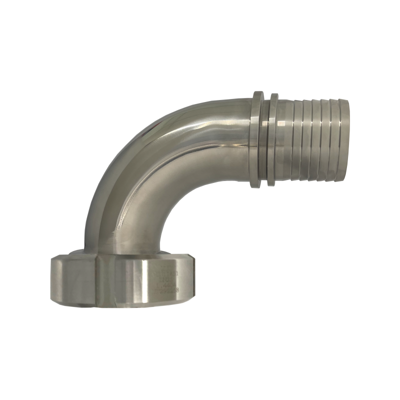 90° Hembra DIN con espiga dentada y cuello de seguridad (tuerca DIN)